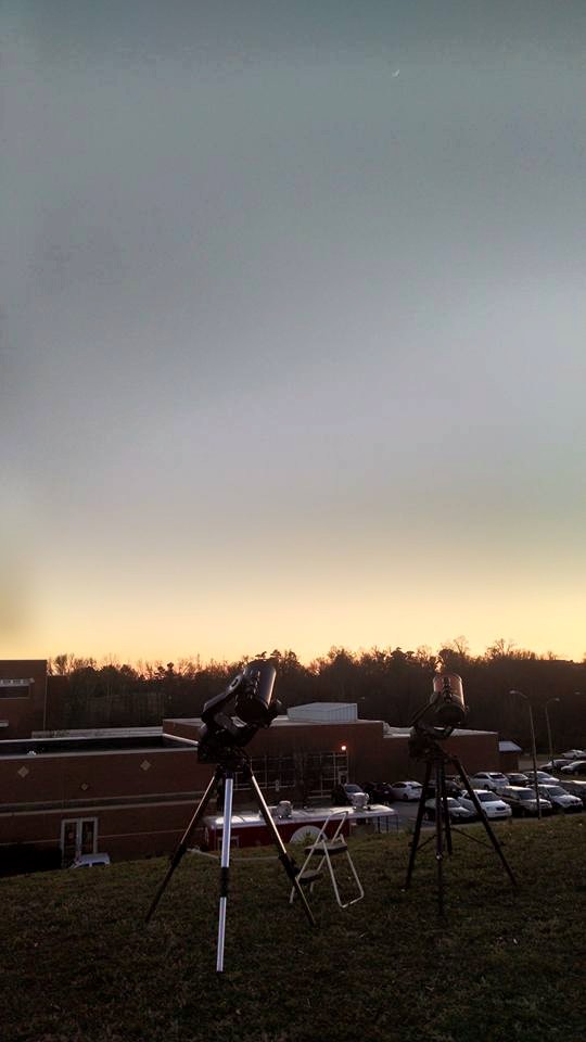 Telescopes Aimed at the moon before an Outreach Event